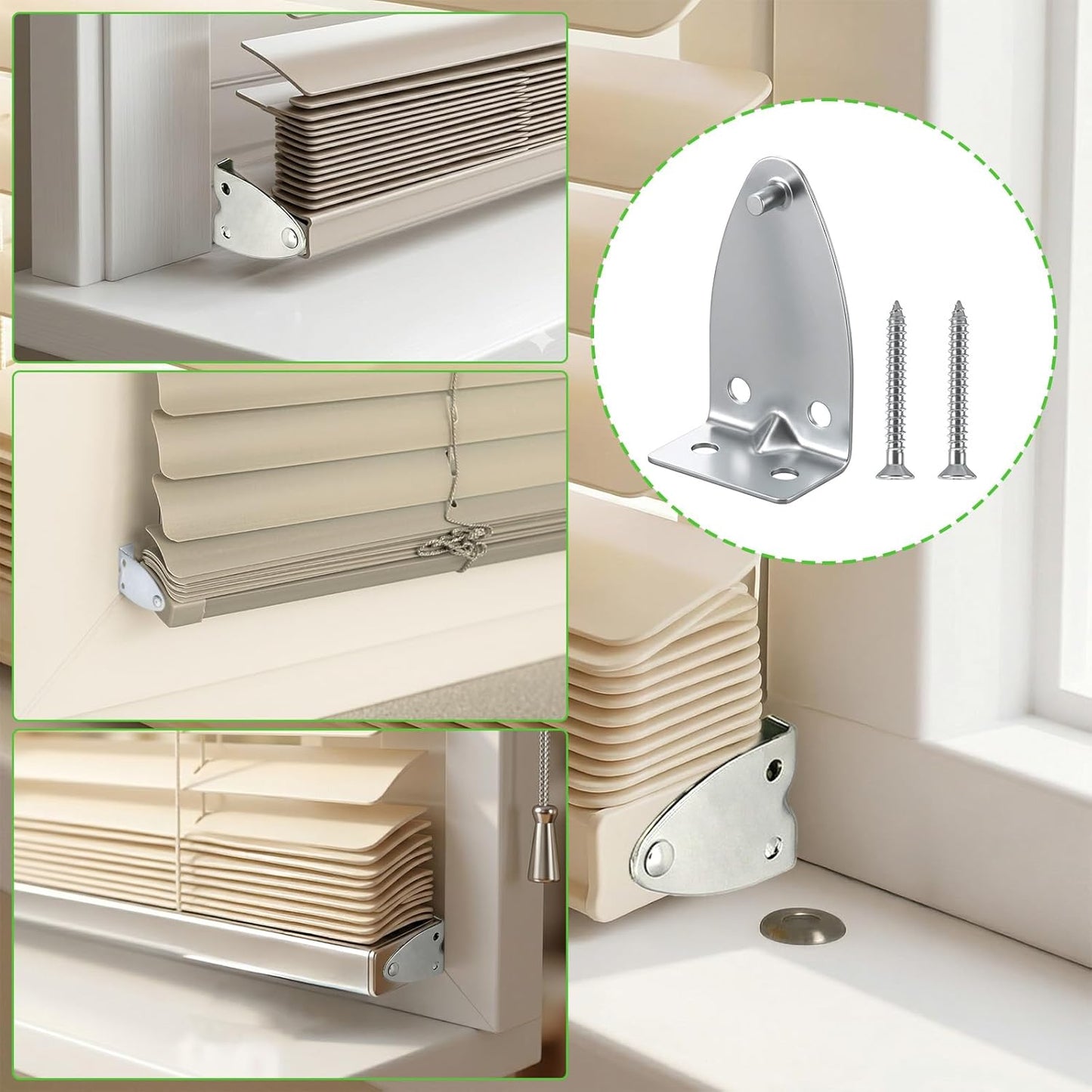 8 Pzas Soportes Acero Inox para Ventanas y Puertas con Tornillos