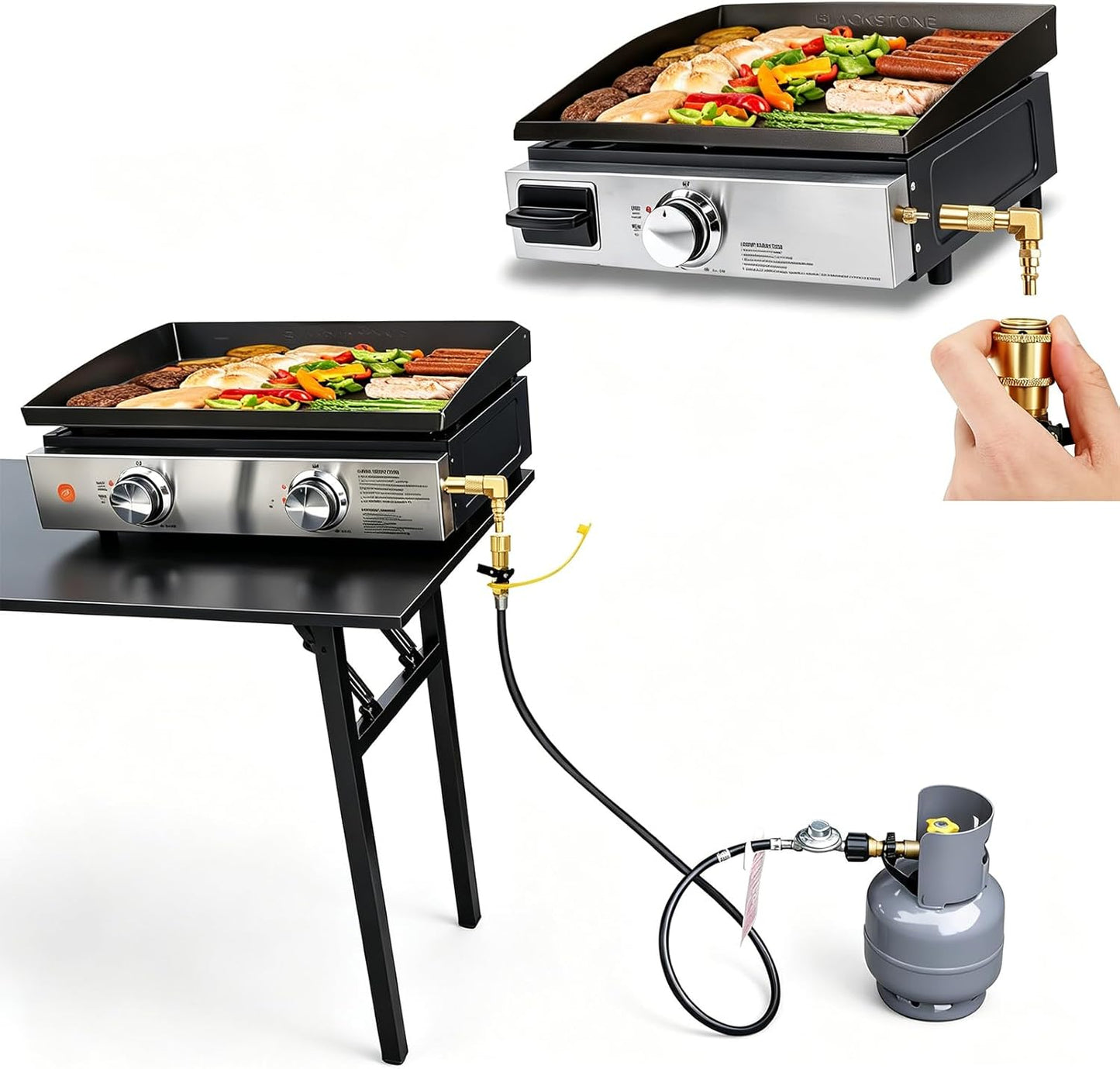 Manguera propano 8ft válvula seguridad adaptador QCC1 parrilla