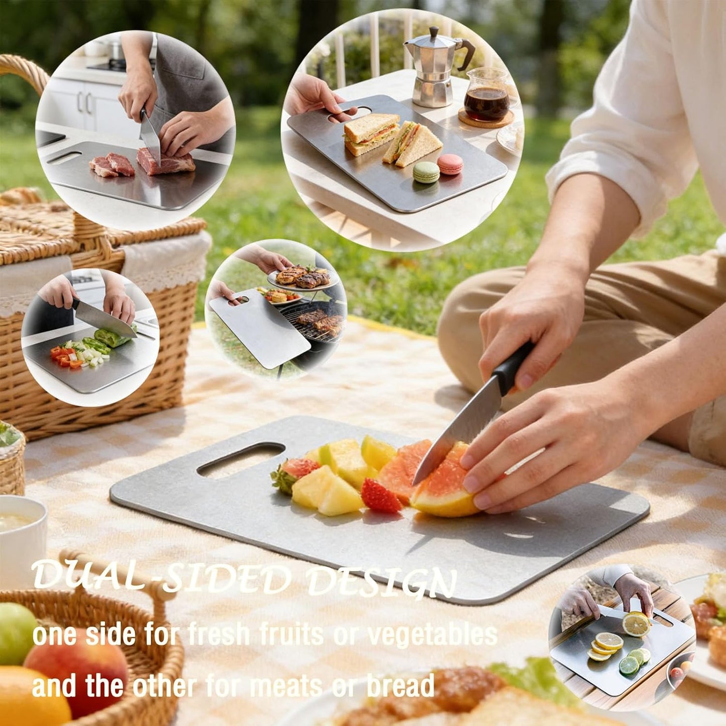 Set 3 Tablas Cortar Titanio Puro Grado Alimenticio