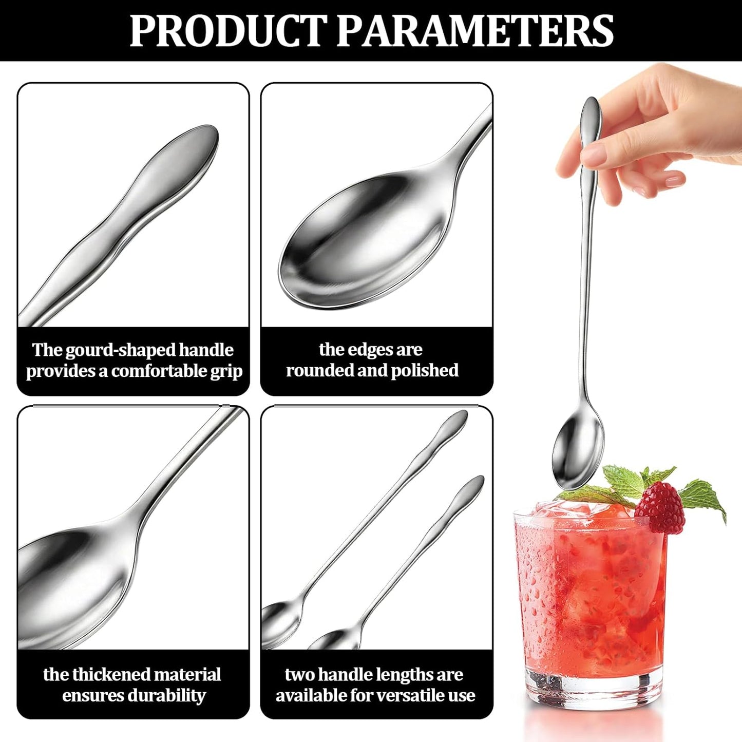 Set 4 Cucharas Té Helado Acero Inox 7.9x10.3pulg