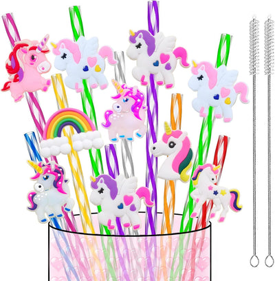 Popotes reutilizables unicornio arcoíris para fiestas y premios escolares