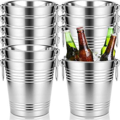 10 Cubos Hielo Acero Inox 5.3qt Plateado para Champán