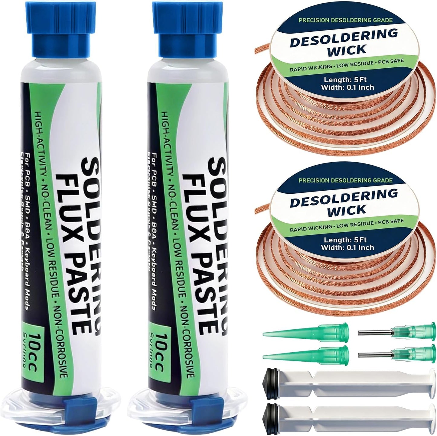Kit fundente y desoldador jeringa flujo práctico sin colofonia