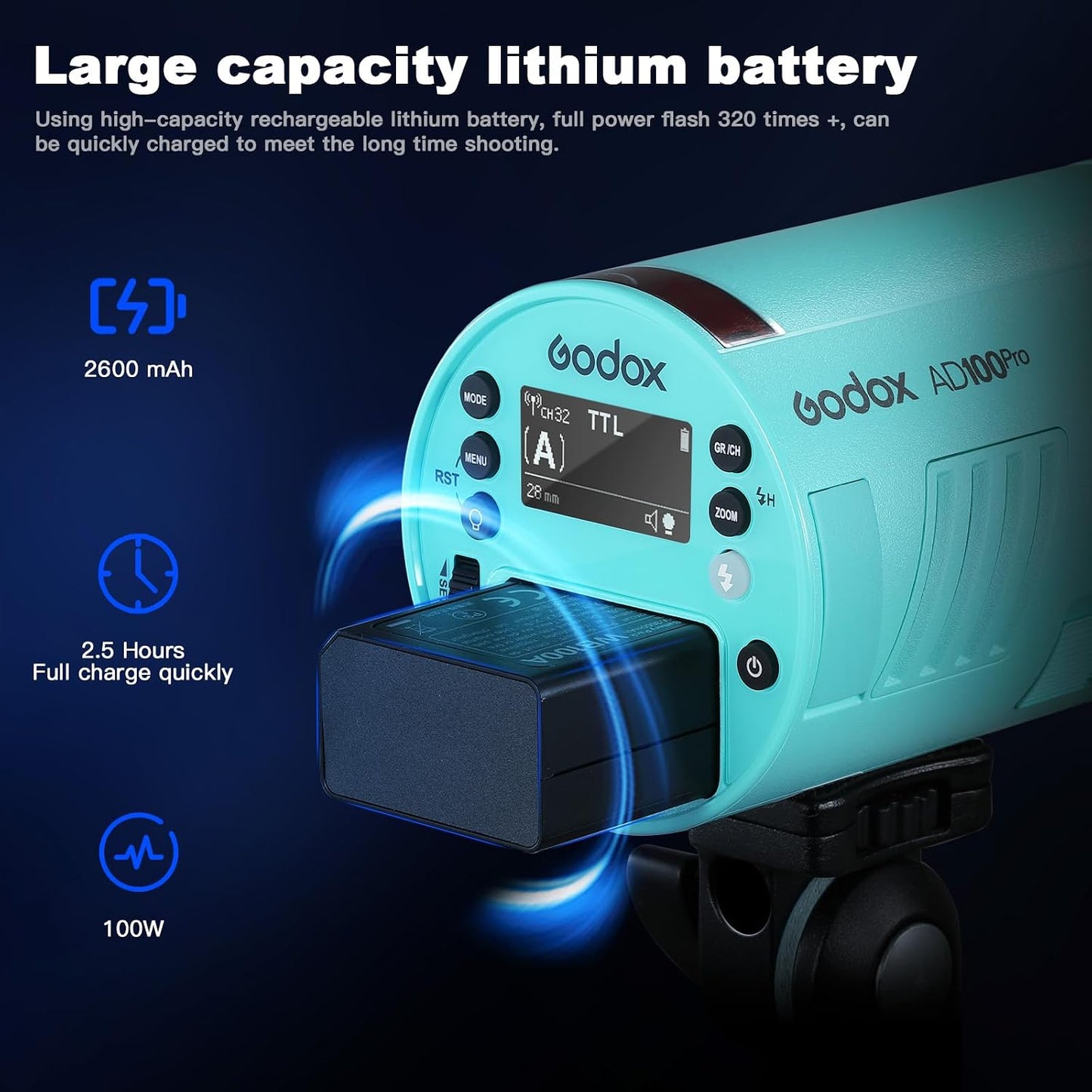 Luz estroboscópica portátil 2600mAh 360 flashes