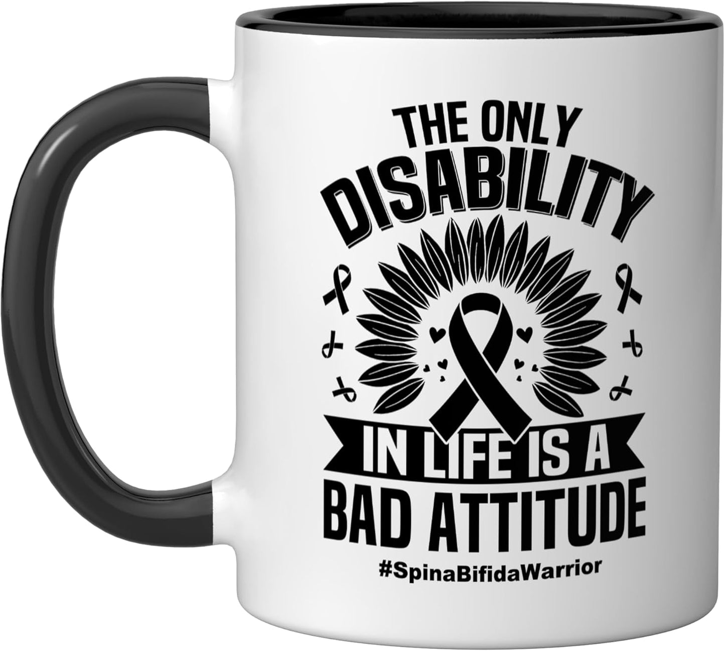 Taza cerámica Spina Befida Warrior negra/blanca