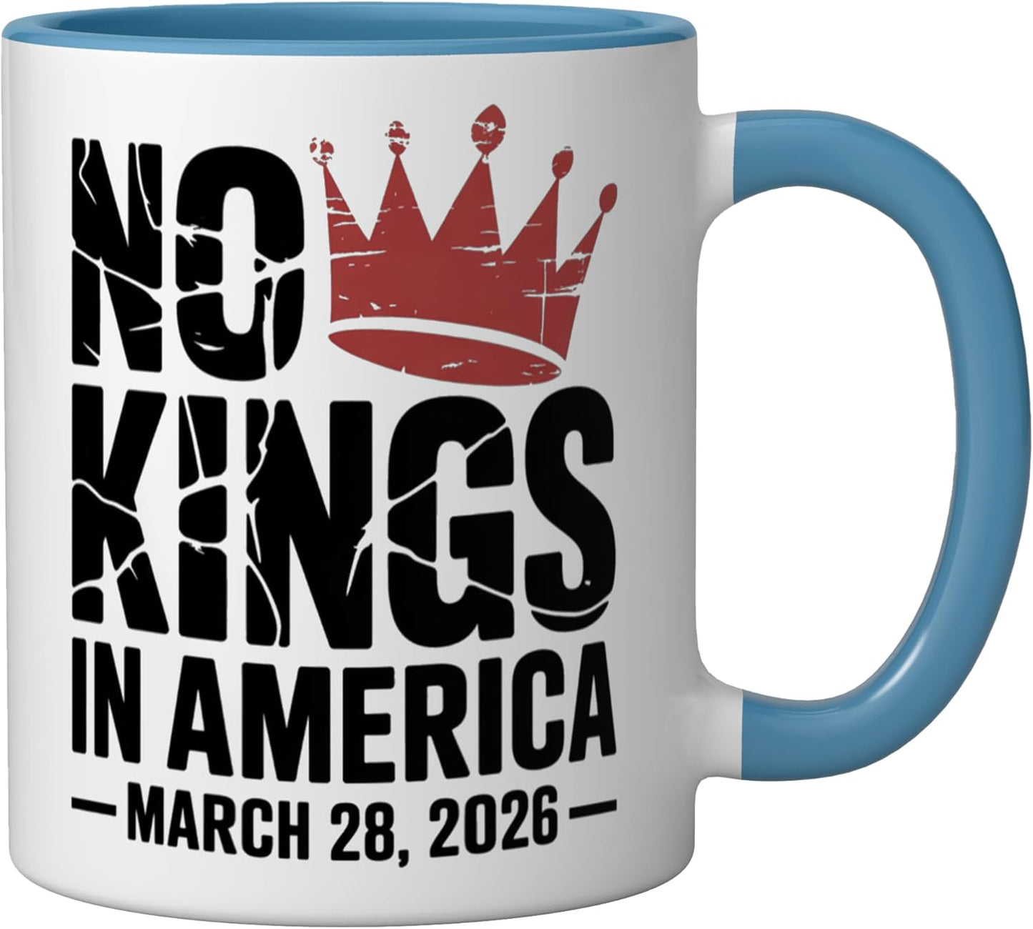 Taza cerámica No Kings Protest 28 de marzo 2026 Resist Crown Grunge