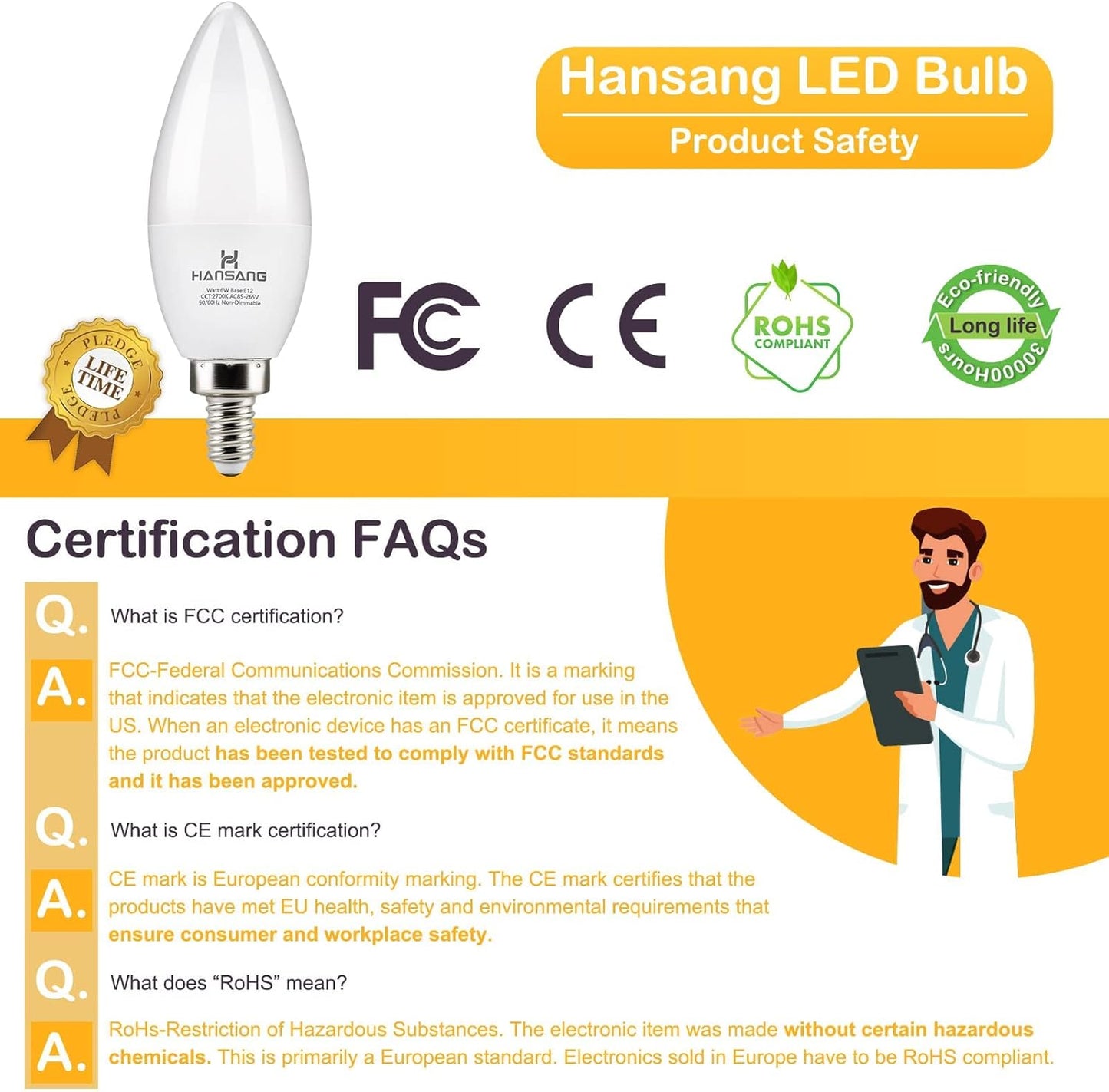 Pack 12 Bombillas LED E12 6W 2700K Base Pequeña No Regulables