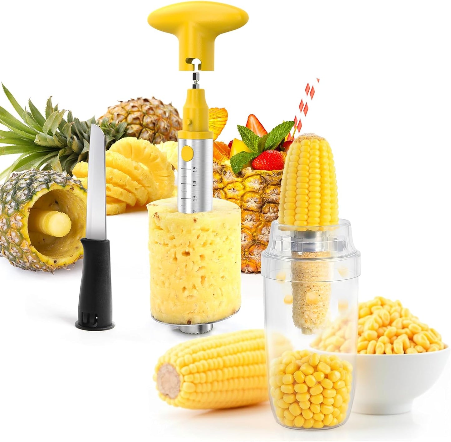 Cortador de piña y pelador de mazorcas de maíz