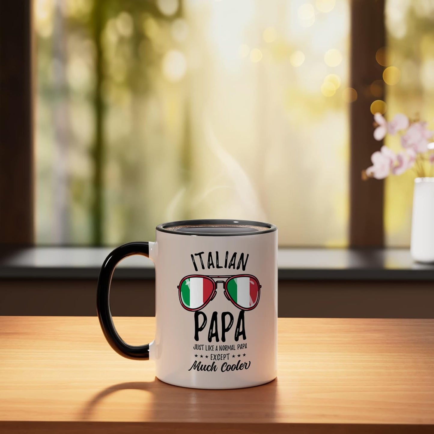 Taza cerámica italiana para papá negra/blanca