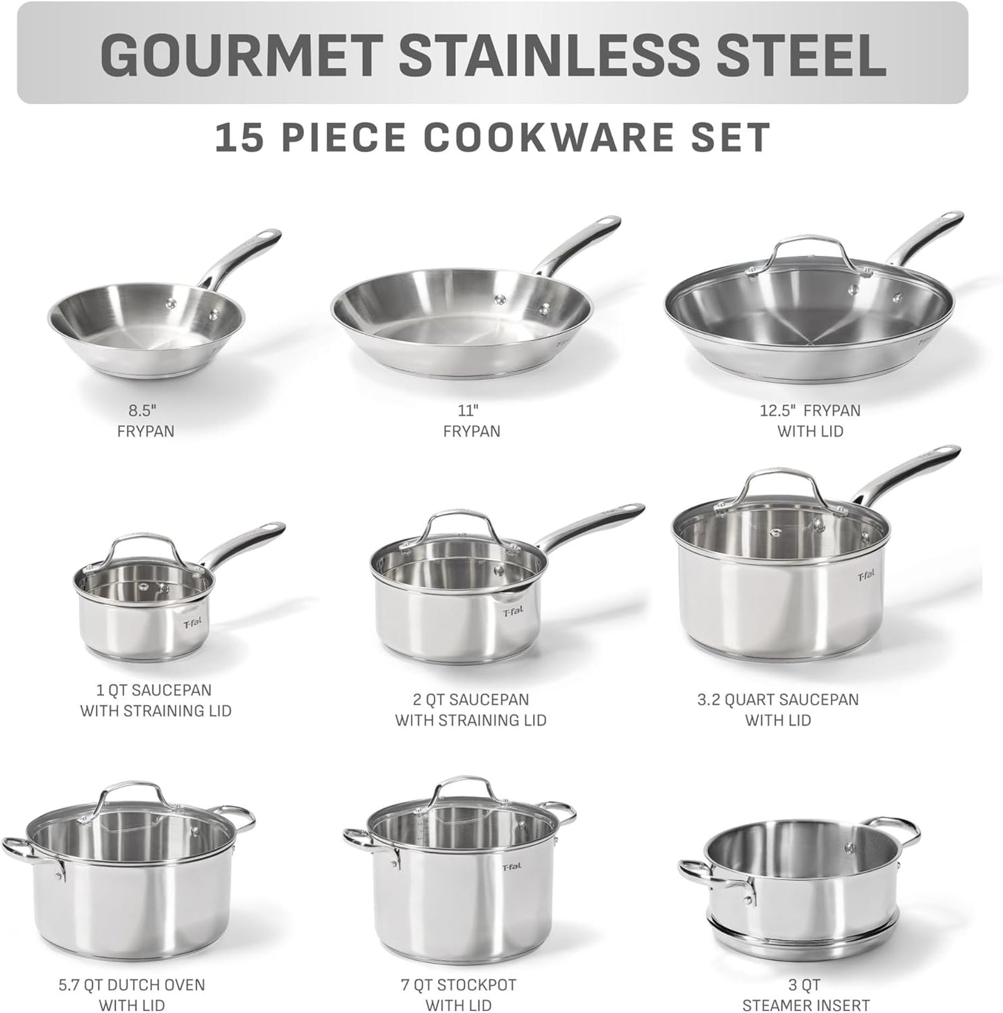 Set 15 Pzas Utensilios Acero Inox para Cocina Inducción