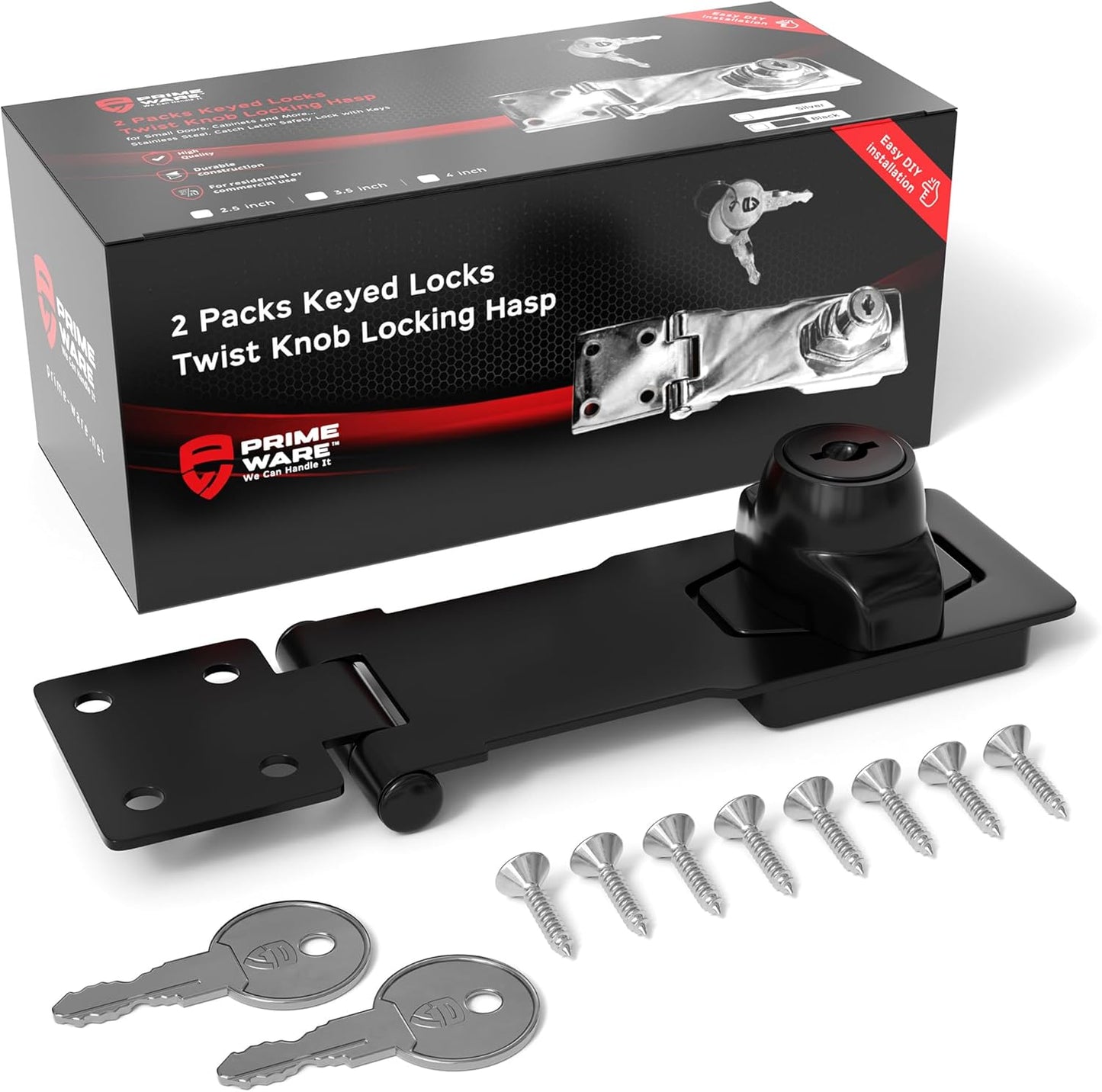 Pestillo cerrojo perilla giratoria con llave set 2 negra 4pulg