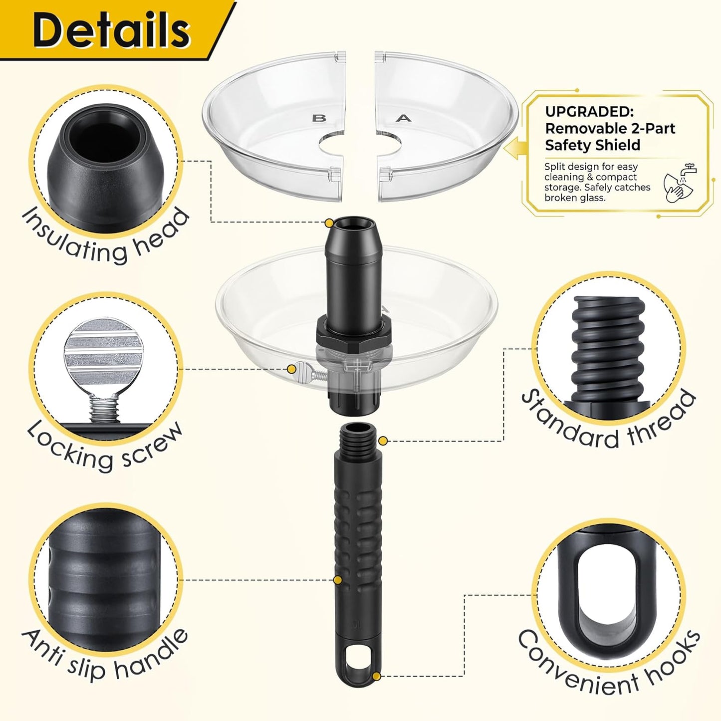 Extractor bombilla rota con escudo seguridad comp