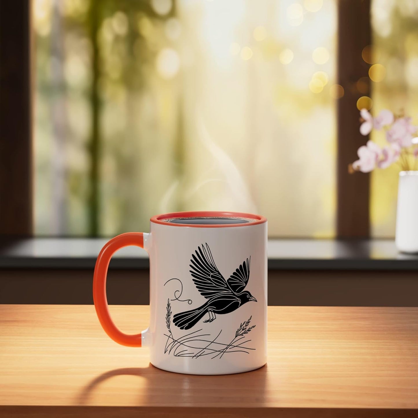 Taza Cerámica Grackle Line Art Naranja/Blanco