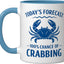 Taza cerámica para amante de cangrejos azul/blanco