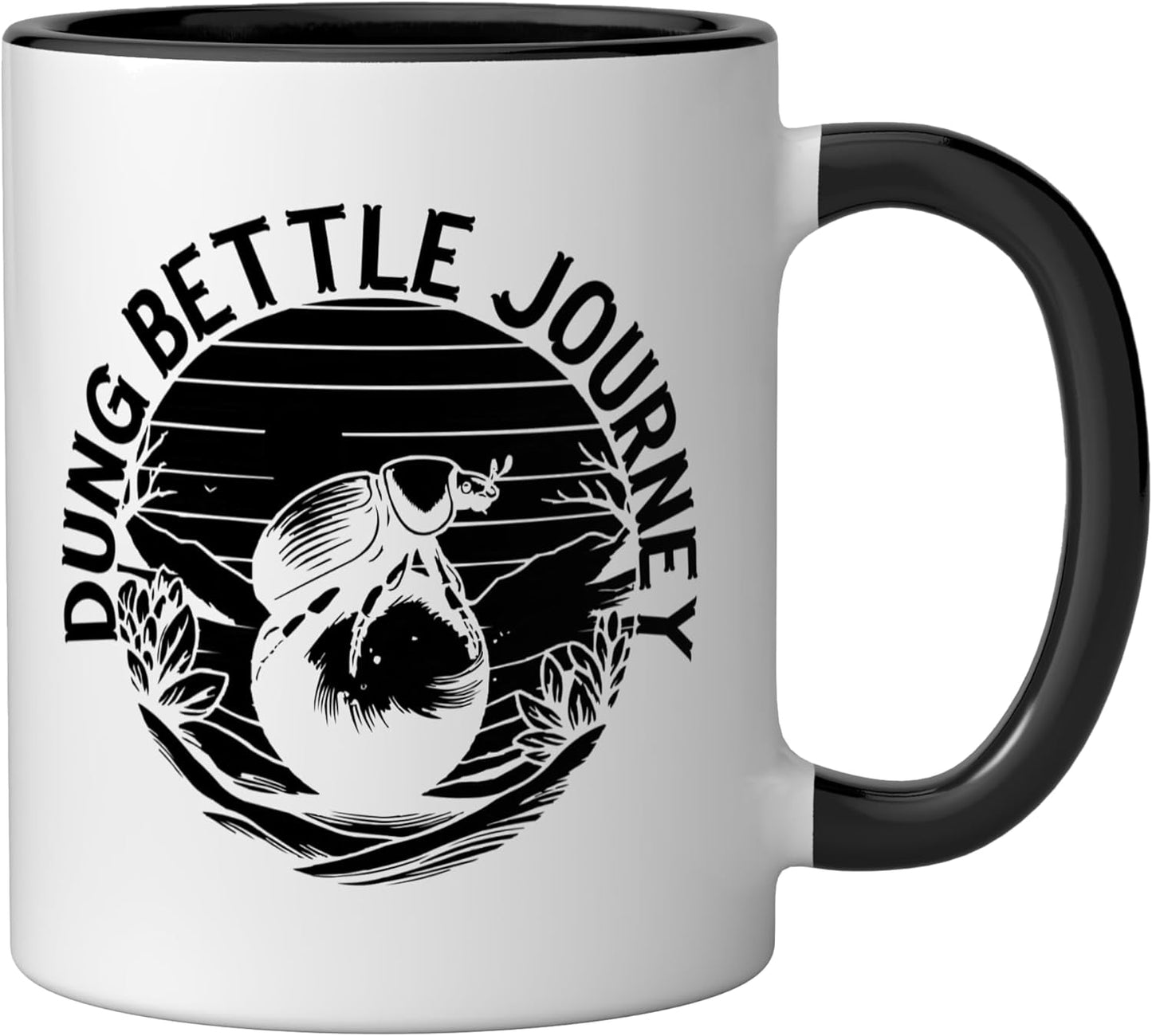 Taza Cerámica Dung Beetle para Entomólogo Negro/Blanco