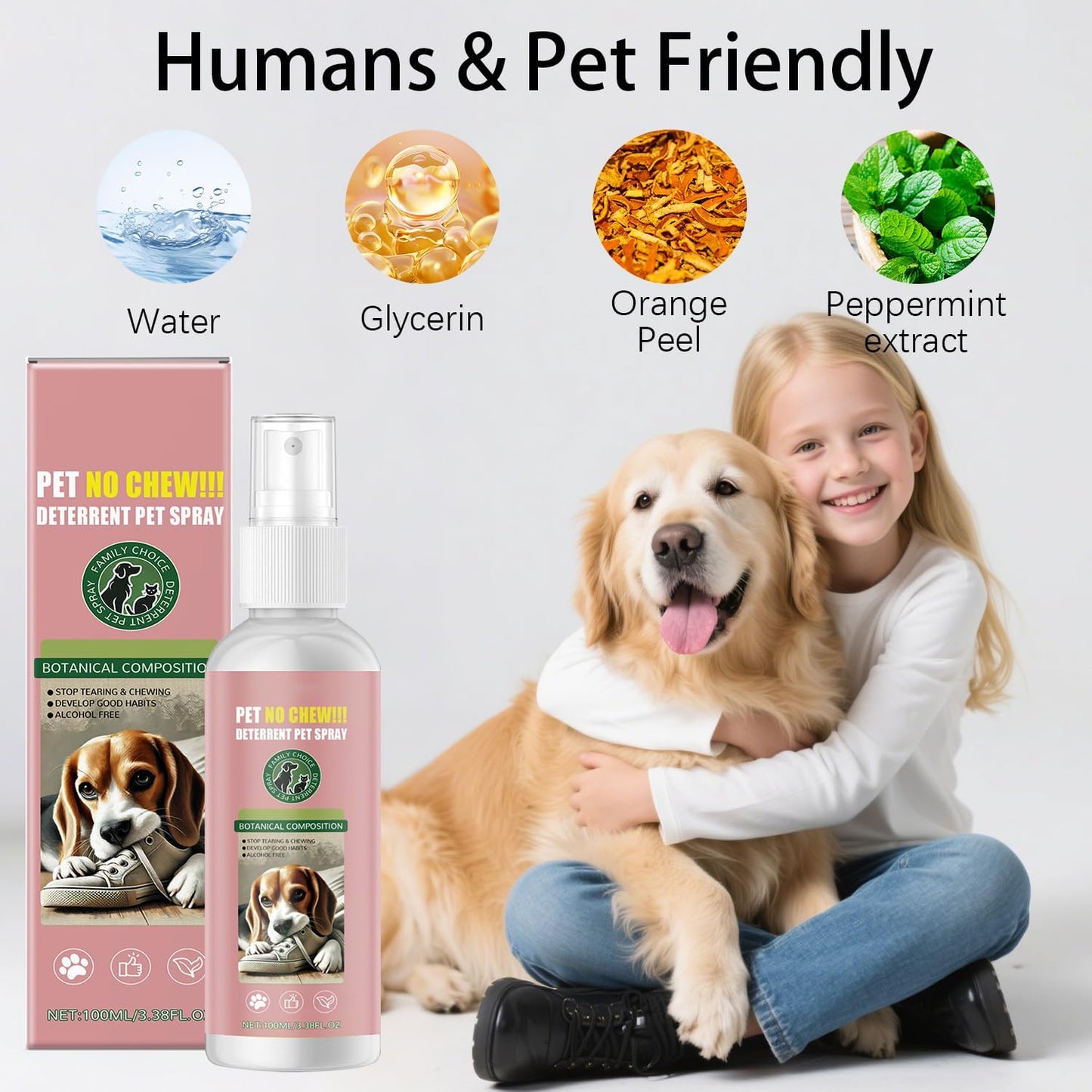 Spray manzana amarga para perros sin alcohol color rosa