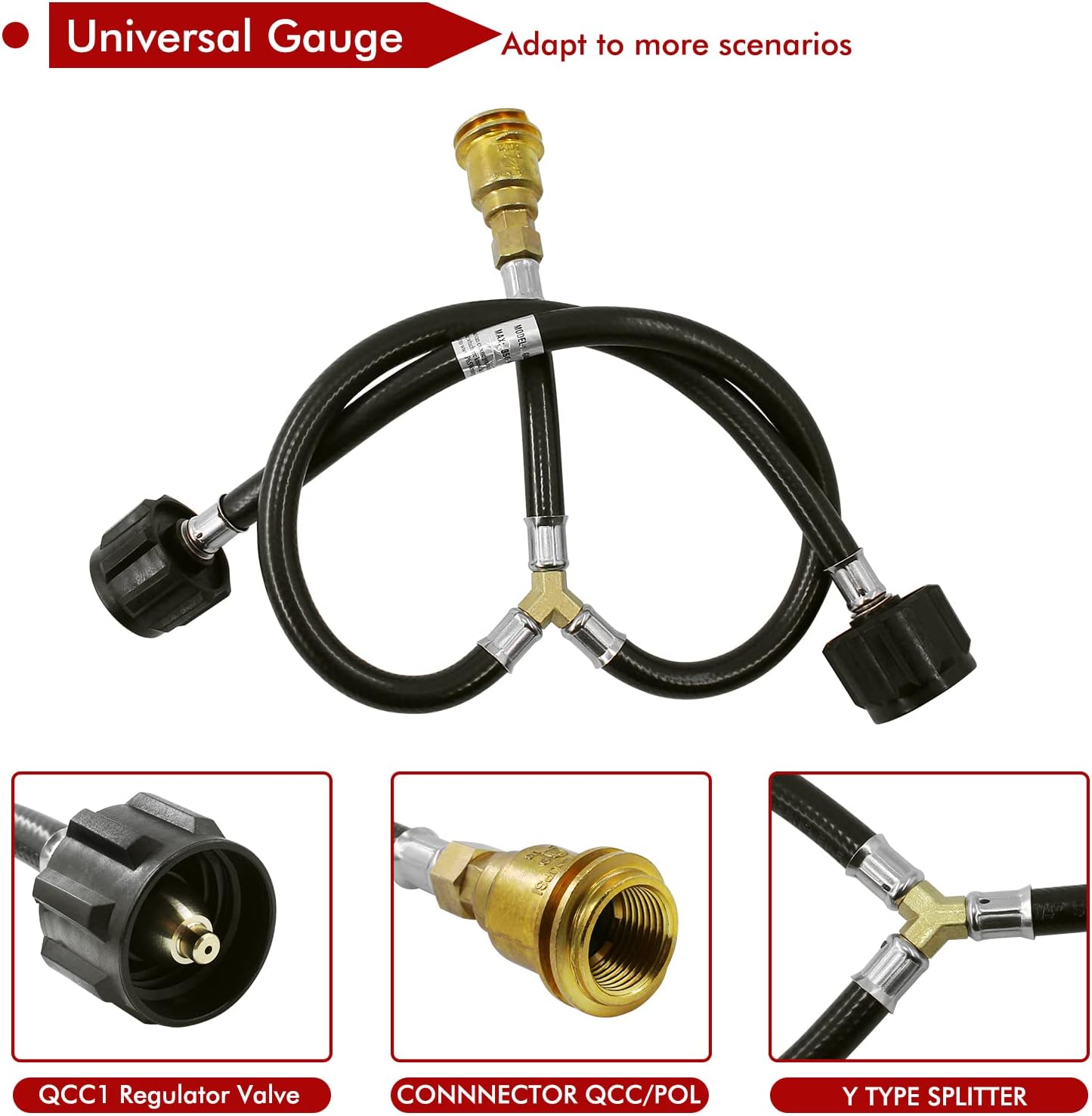 Adaptador manguera en Y propano tanque doble 5-20 lb