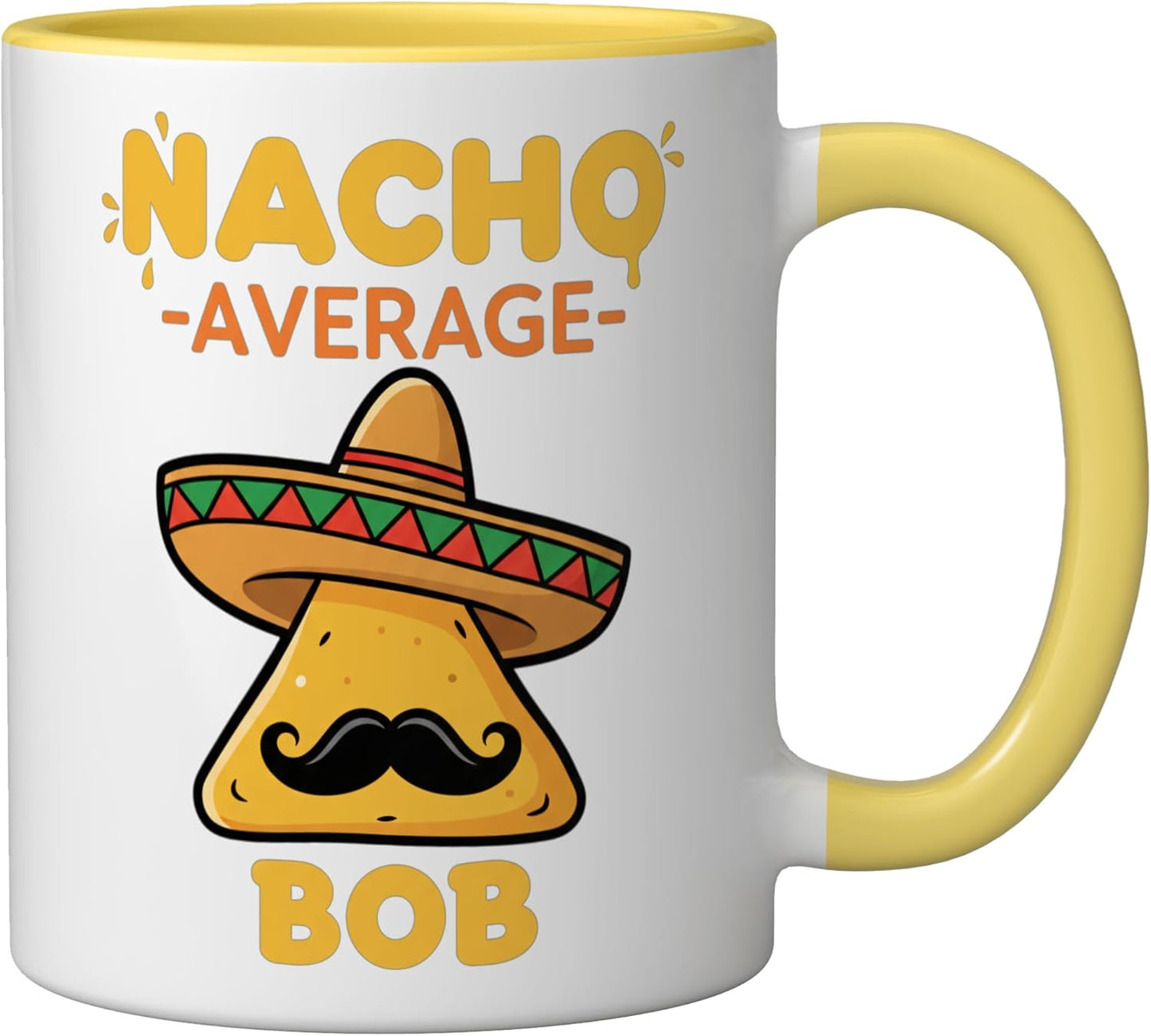 Taza cerámica Nacho Average Bob amarillo/blanco para fanático de comida mexicana