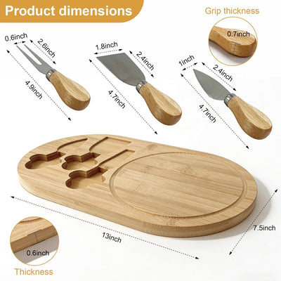 Juego tablas charcutería 13x7.5pulg bambú regalo