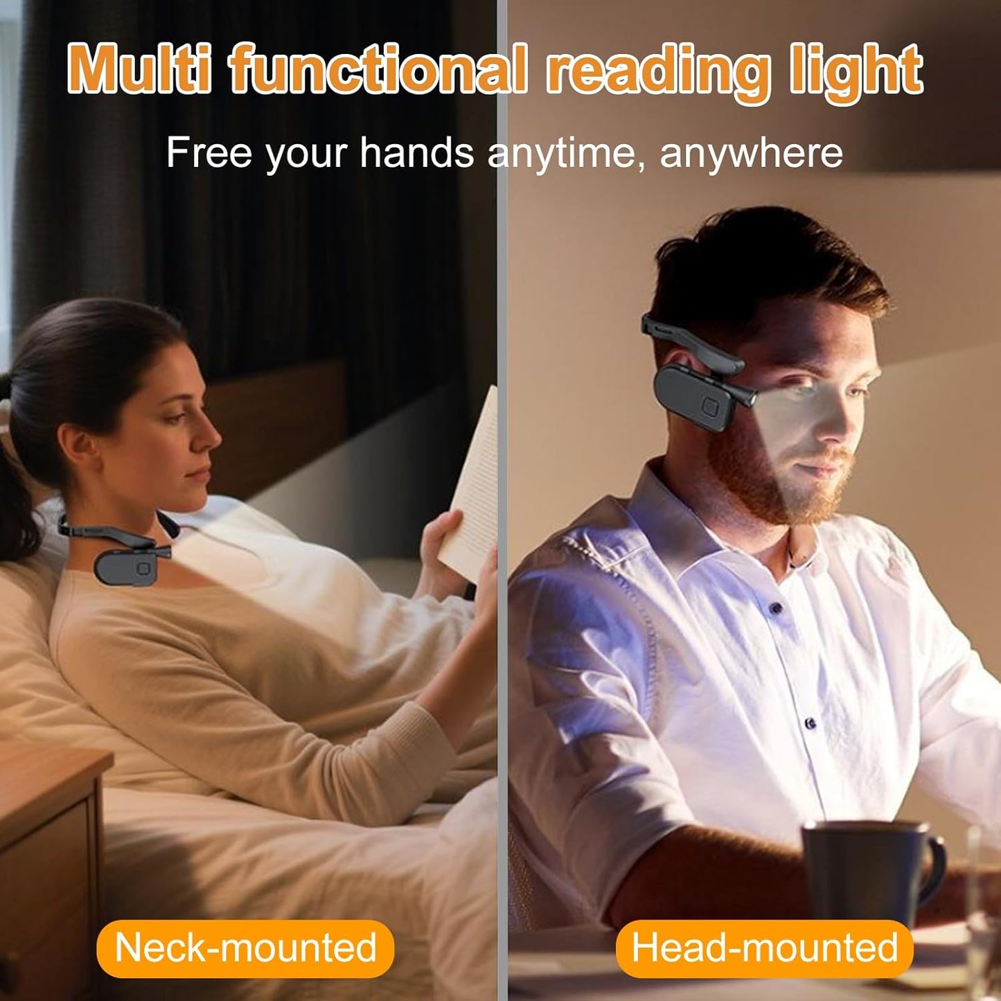 Luz lectura recargable cuello 3 temperaturas LED ergonómica