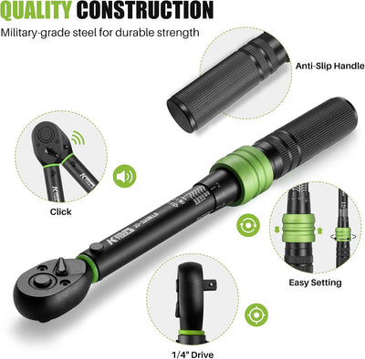 Llave dinamométrica clic 1/4" 20-260In-Lb bicicleta moto auto