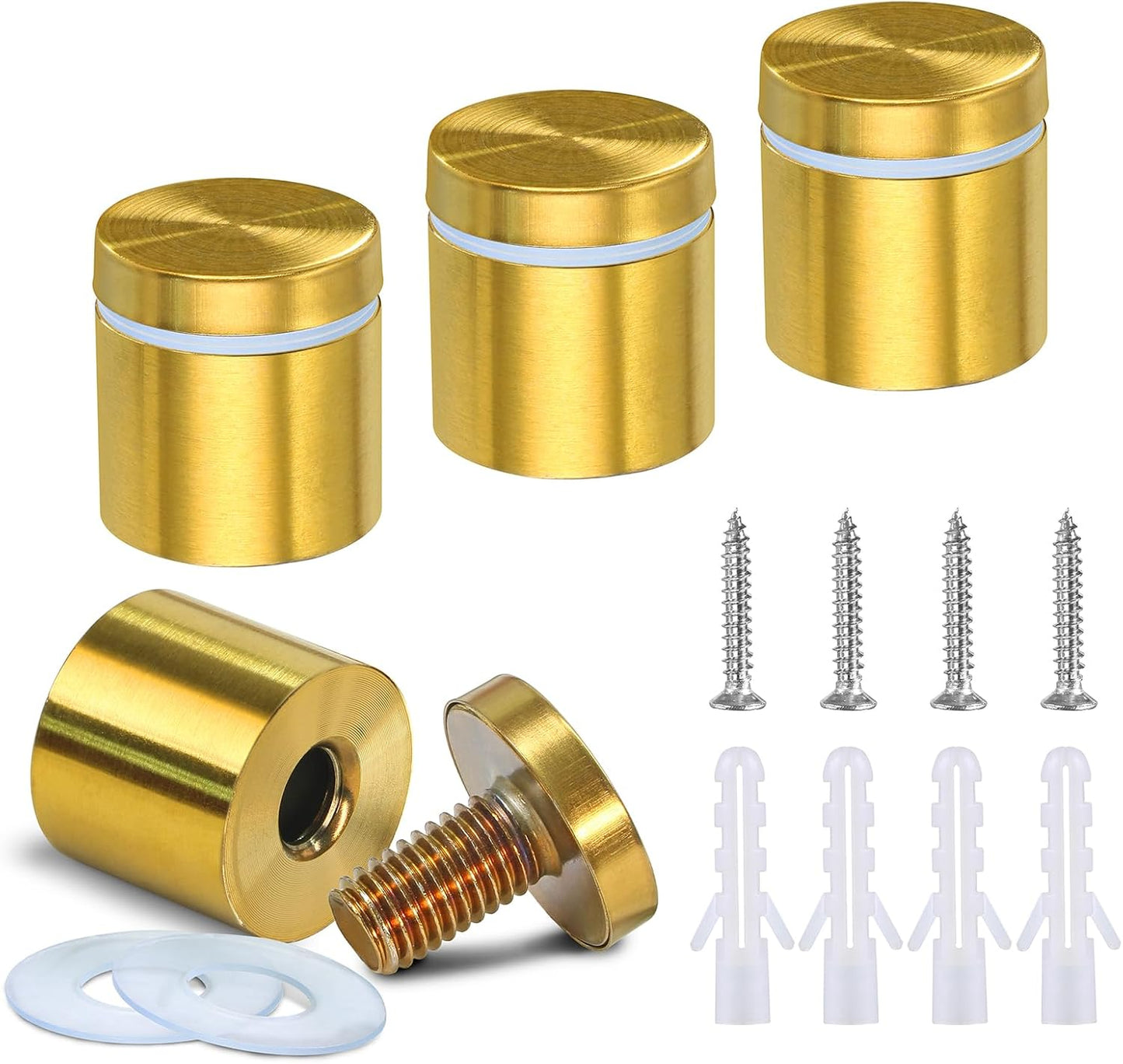 Tornillos separación 0.984pulg soportes letrero dorado