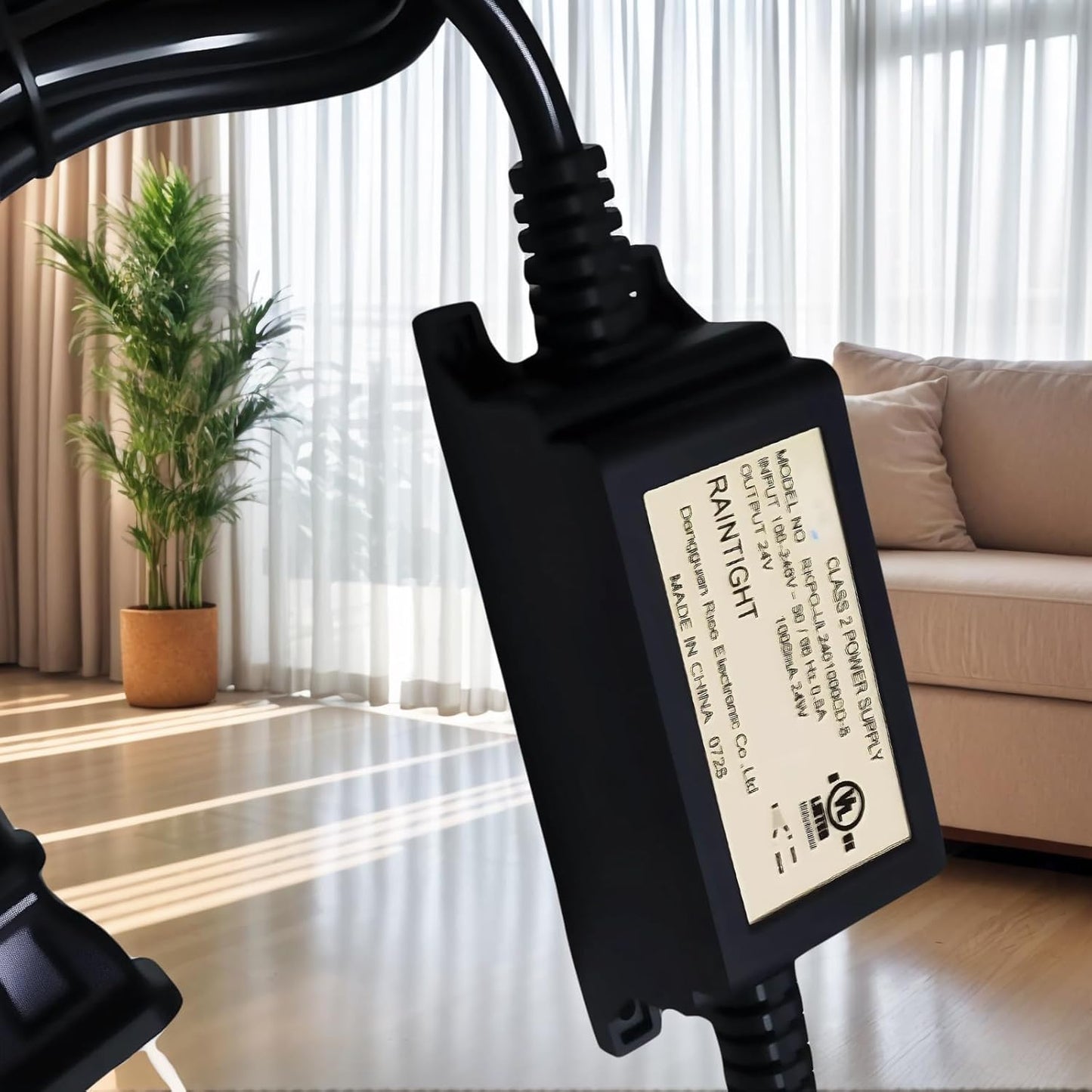 Transformador CA 100-240V a CC 24V 1A con interruptor IP67 negro