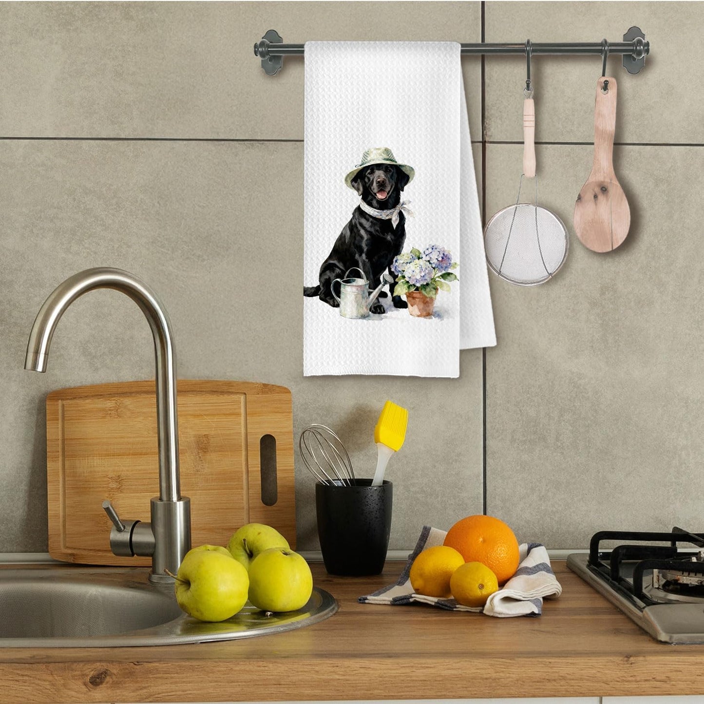 Toalla de cocina decorativa para jardinero, regalo negro 16 x 24