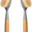 2 Pack Cepillos Cocina Bambú con Raspador Sartenes Fregadero