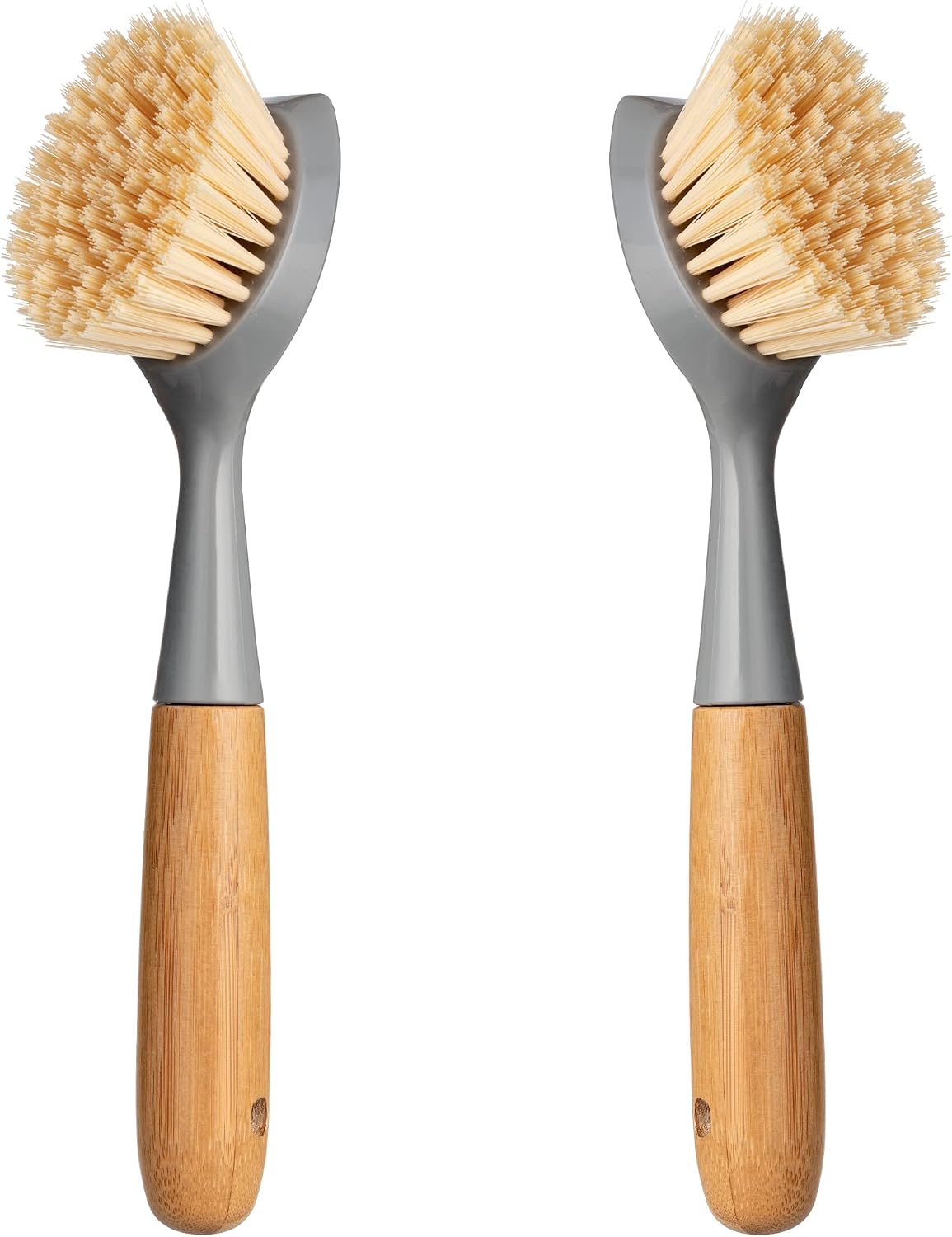 2 Pack Cepillos Cocina Bambú con Raspador Sartenes Fregadero