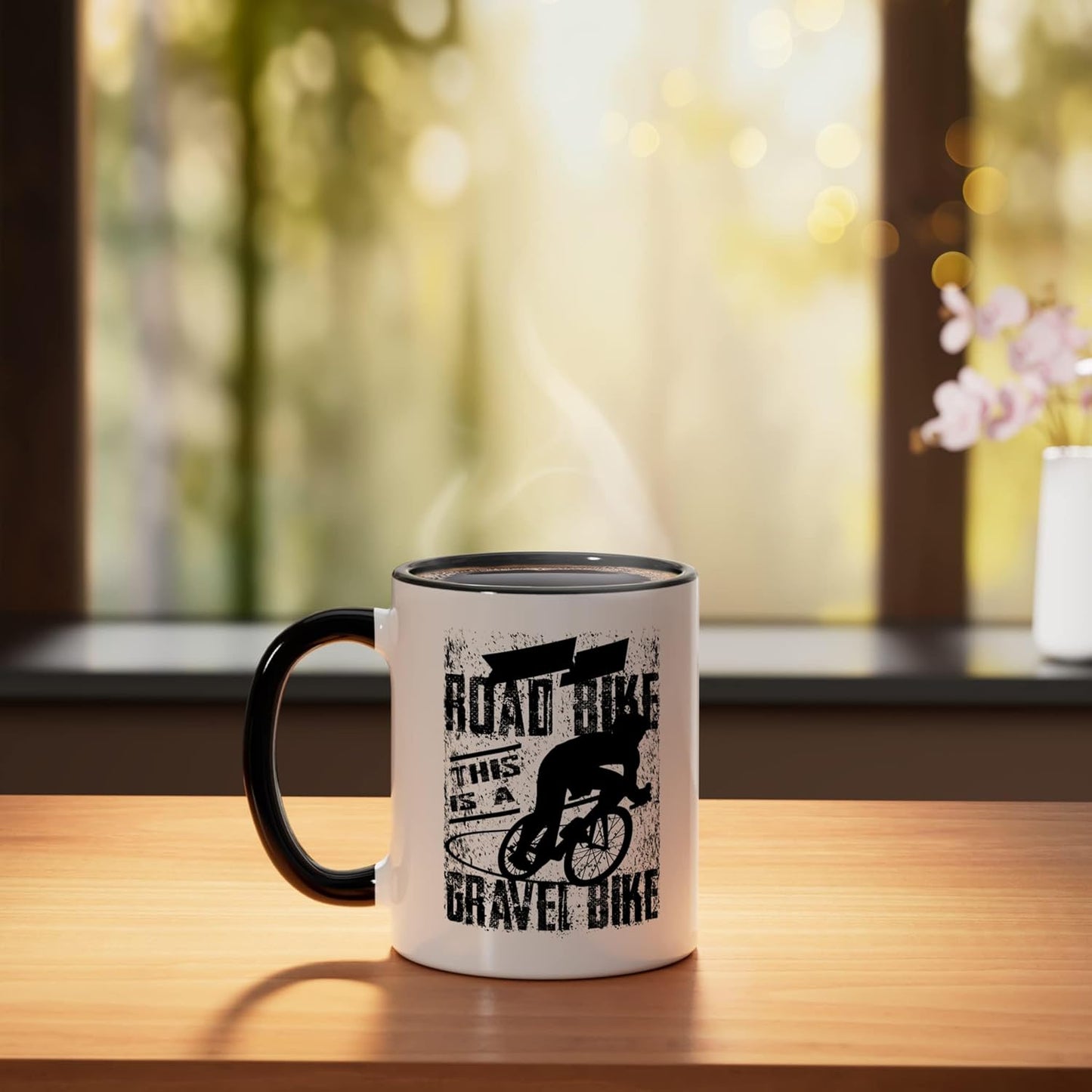 Taza de cerámica para bicicleta gravel negro/blanco