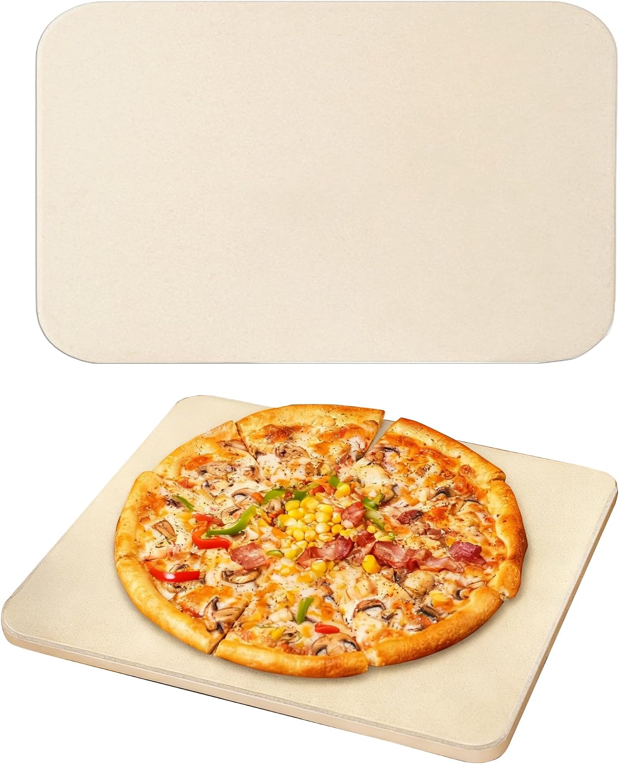 Piedra pizza sartén cordierita rectangular 15x12pulg