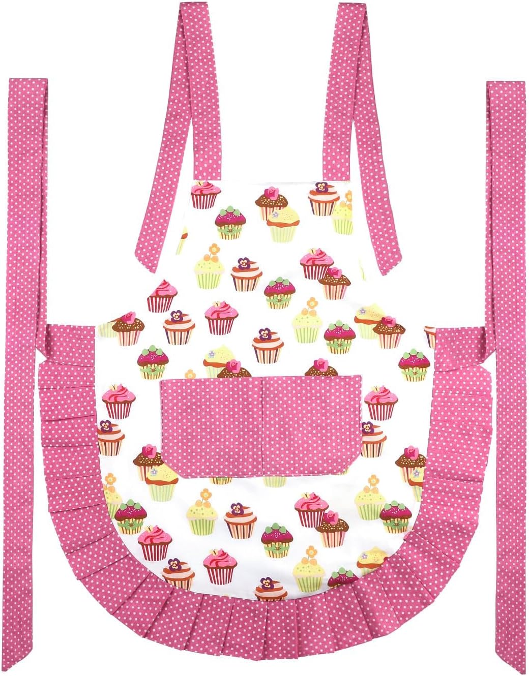 Delantal de algodón para niña con bolsillo, rosa, cocinar y hornear