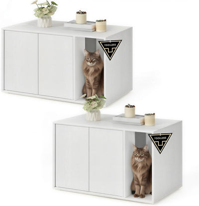 Caja arena gatos montaje rápido casa grande puertas empujadas set 2