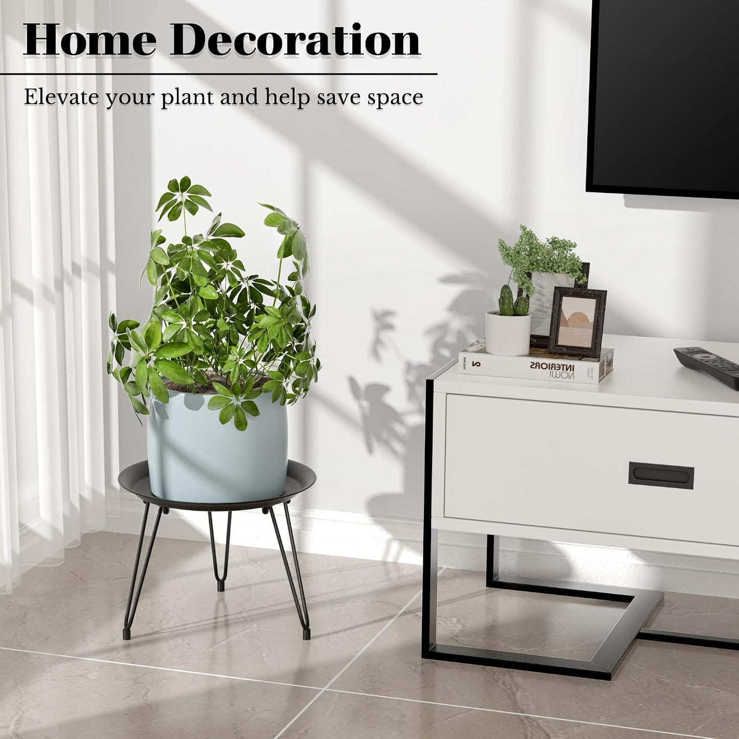 Soporte plantas metal mesa redonda decoración hogar