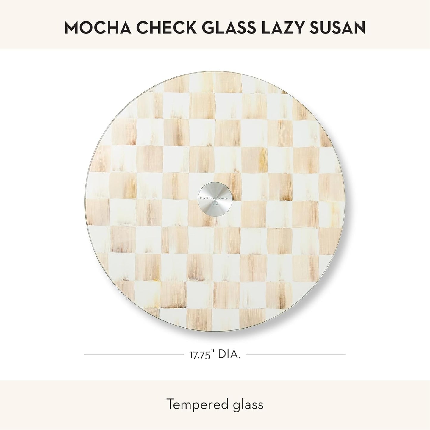 Tabla Servir Giratoria Cristal Marrón y Blanco Moca