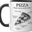 Taza de cerámica Anatomy Of A Pizza Funny Food Diagram negro/blanco