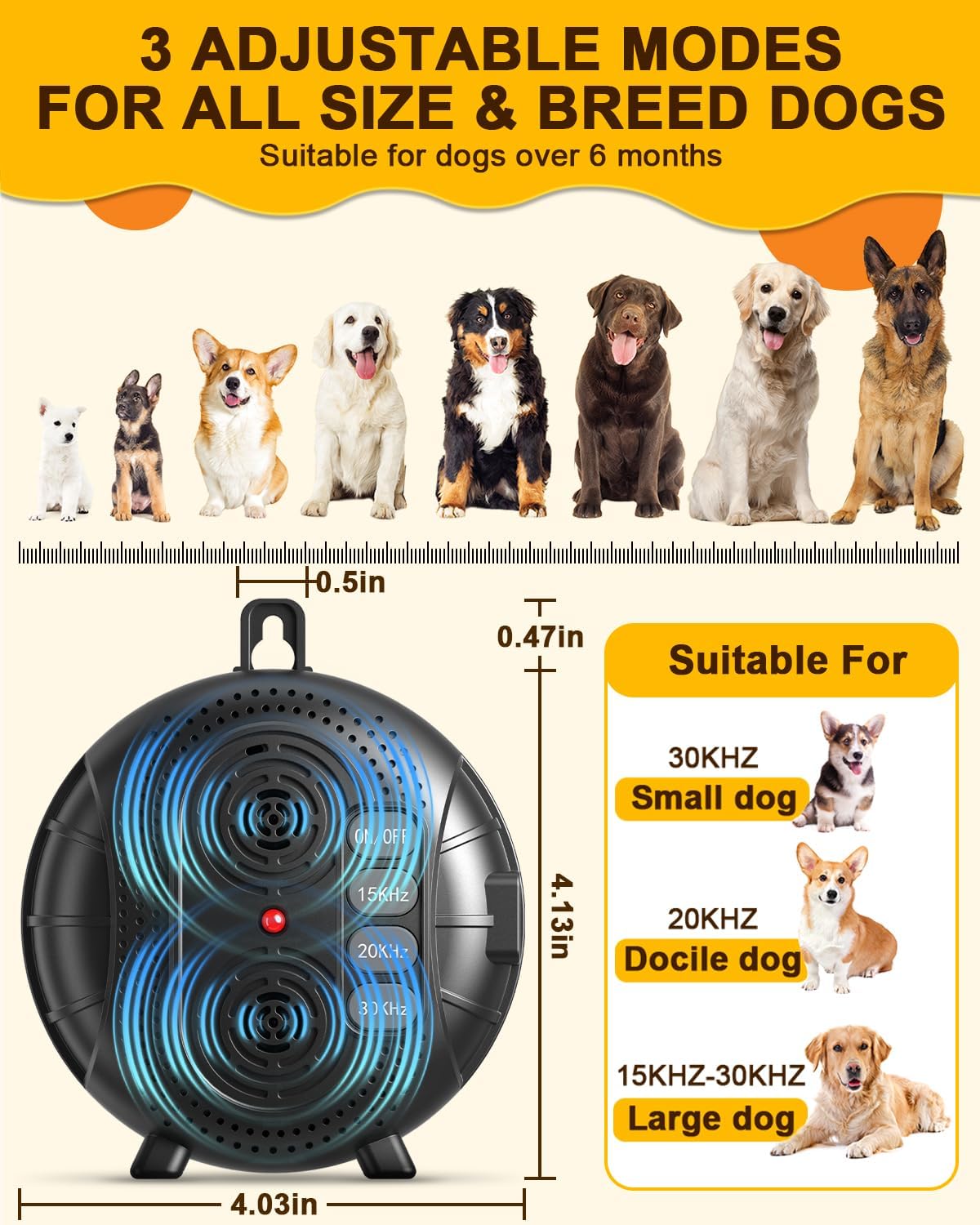 Dispositivo antiladridos perro ultrasónico 3 modos