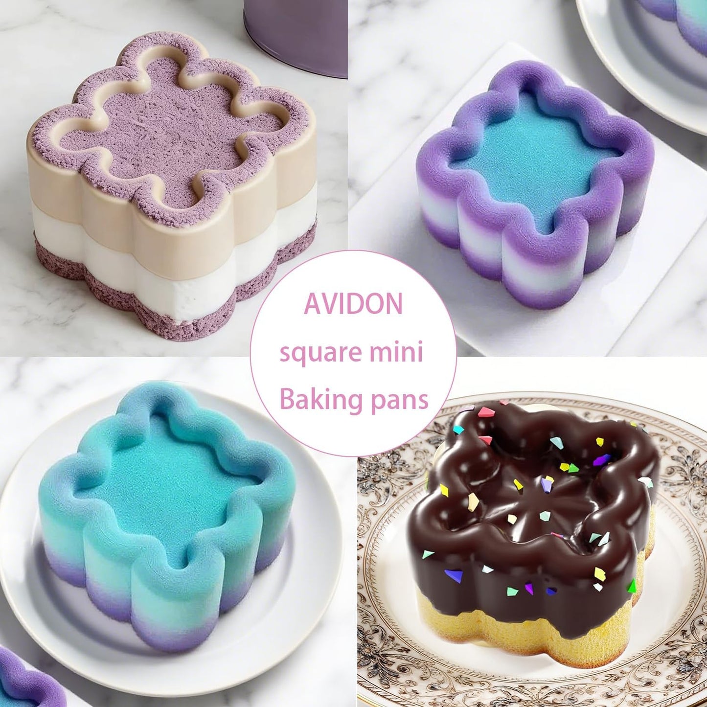 4 Moldes Silicona 5pulg Antiadherente para Pastel Pan Lasaña