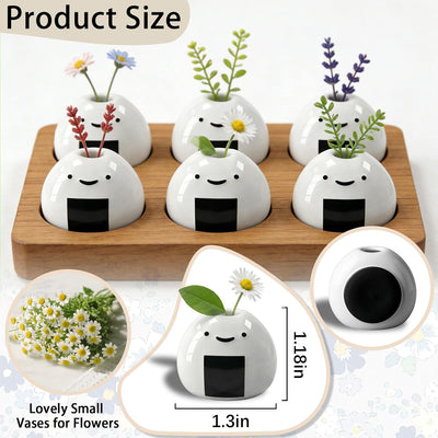 6 mini jarrones magnéticos de cerámica para nevera decoración de oficina y cocina