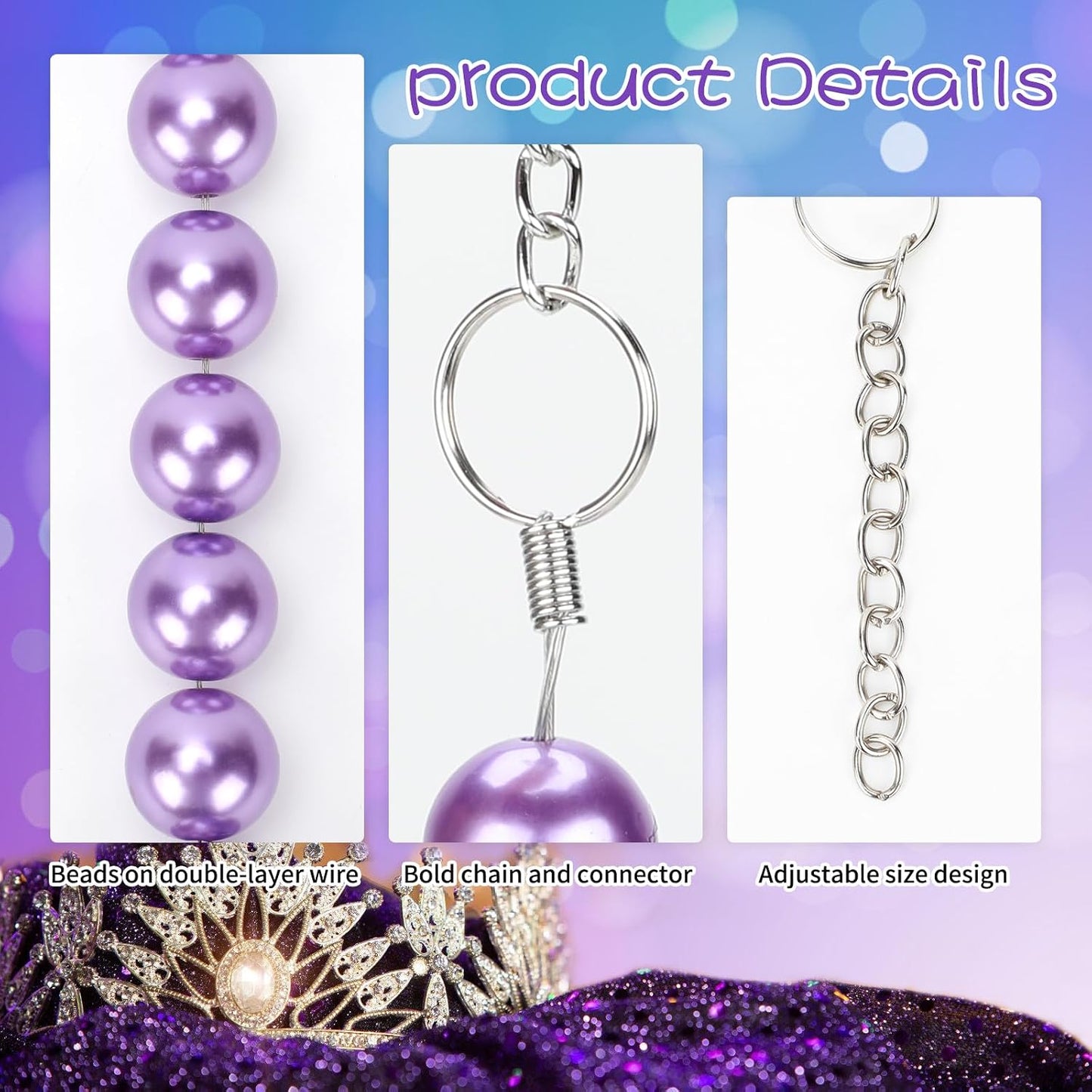 Collar perlas gruesas perro cuerda acero inox elegante
