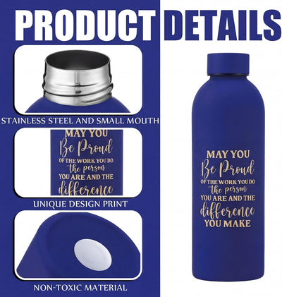 10 Botellas Agua Acero Inox Esmerilado Regalo Navidad Azul