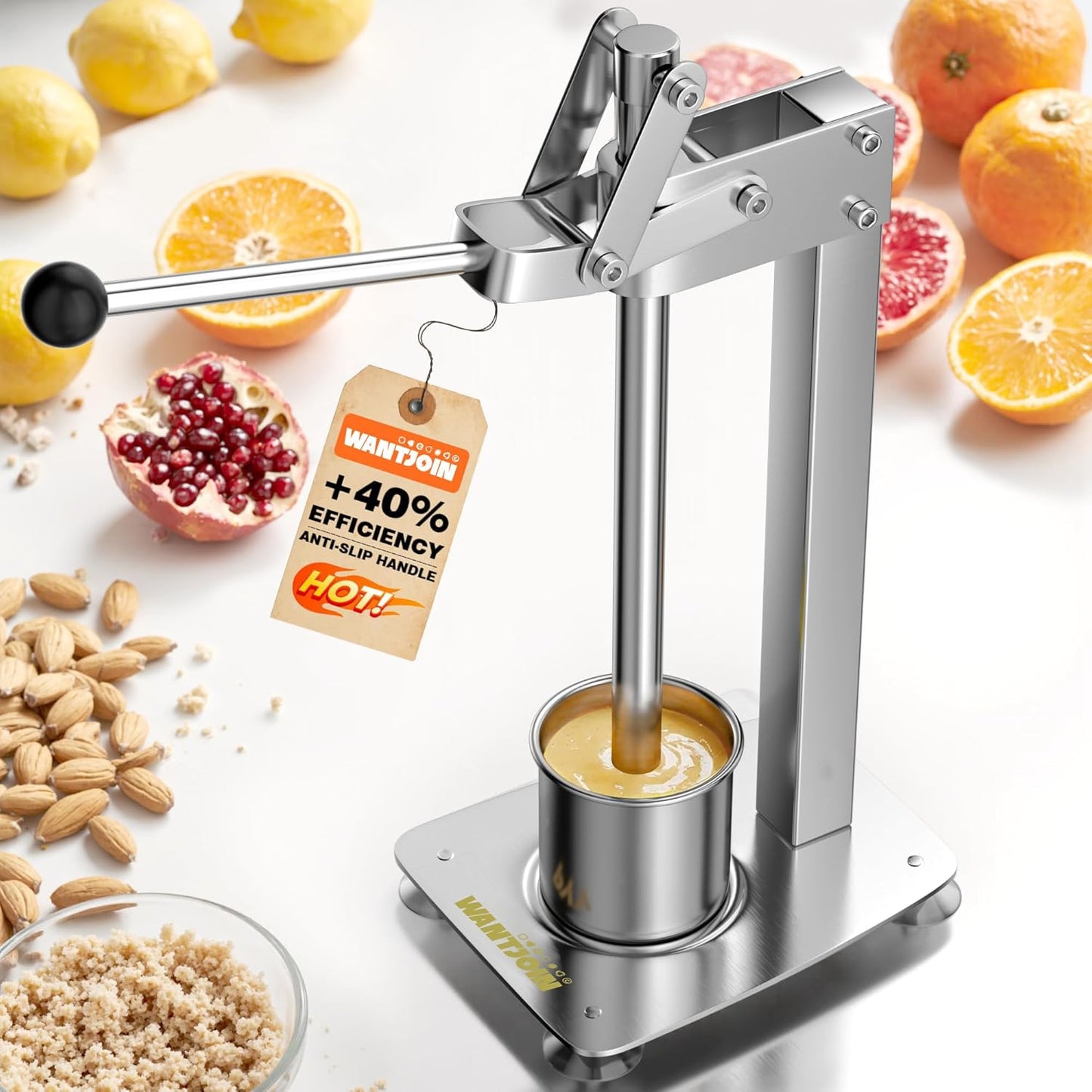 Exprimidor manual acero inox con ventosas cítricos