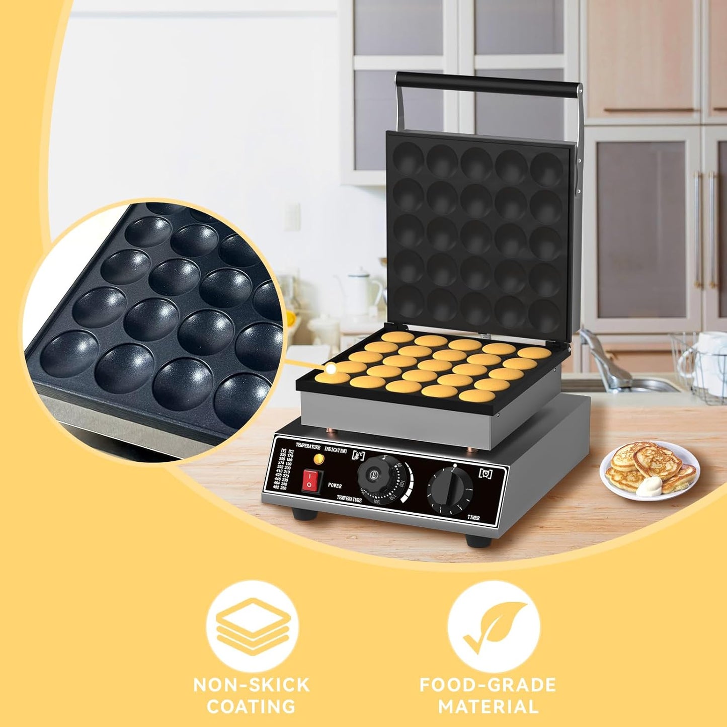 Mini máquina panqueques acero inox 1700W uso doméstico