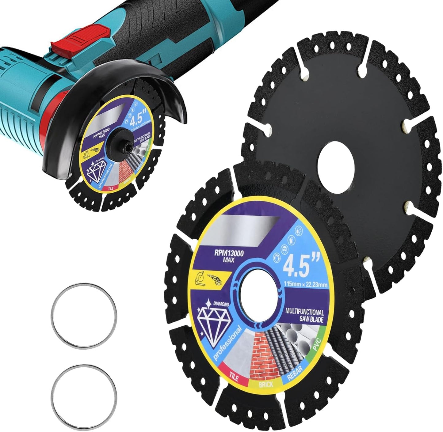 2 Discos Sierra Diamante 4.5pulg Corte Versátil Mármo