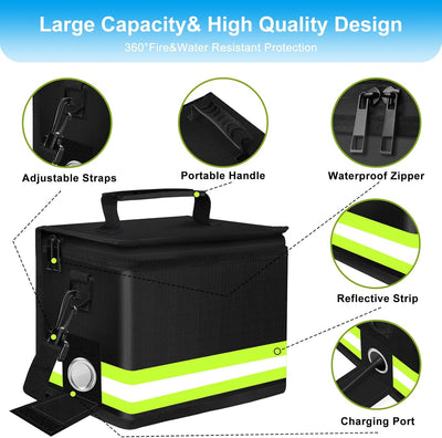 Bolsa segura batería litio 8.6x5.8x6.6pulg 5 capas ignífuga
