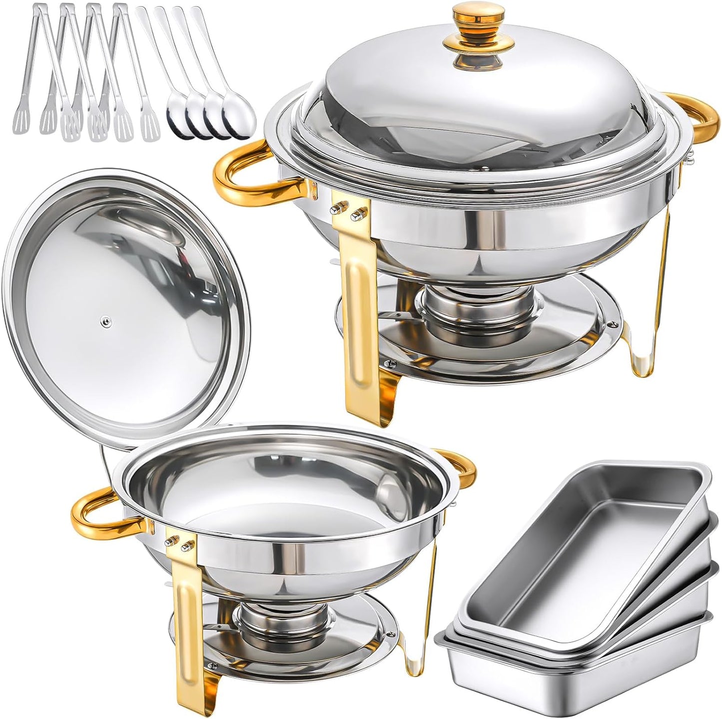 Set 2 Pzas Platos Acero Inox 4 Bandejas Metal