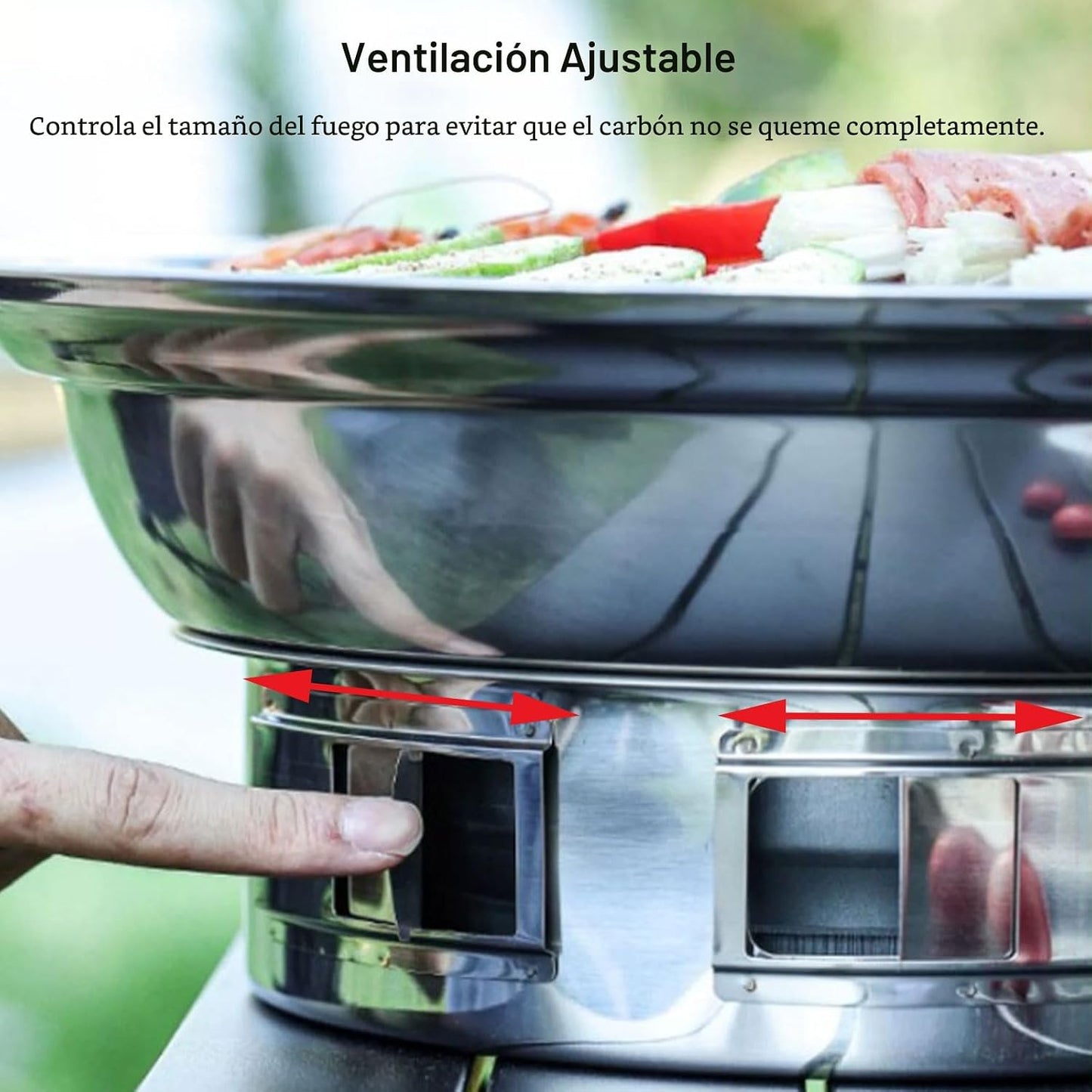 Parrilla de carbón acero inox 13.7pulg portátil