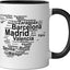 Taza cerámica mapa de España con ciudades en negro y blanco