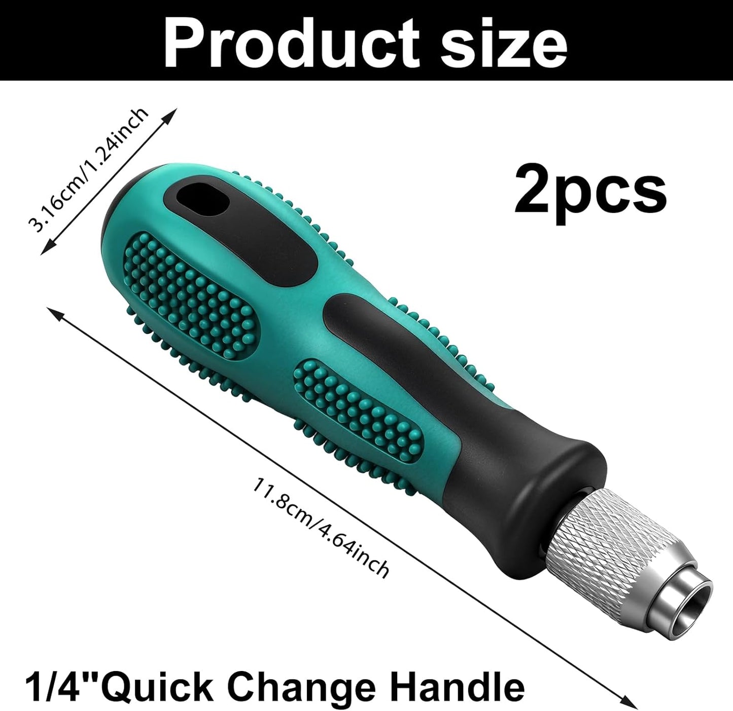 2 Pzas Mango Hex 1/4 Comp Antiderrap